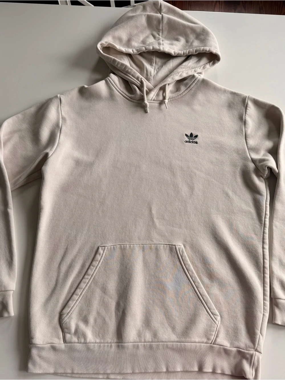 Men’s Adidas Off-White Pullover Hoodie with Trefoil Logo